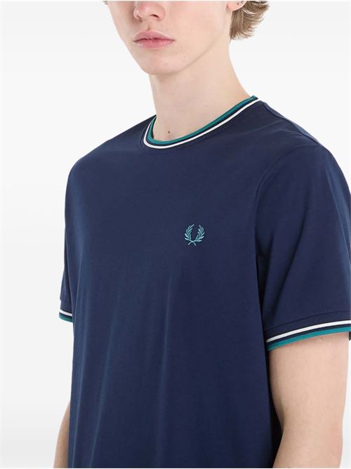 T-shirt uomo manica corta blu/verde FRED PERRY | M158886A
